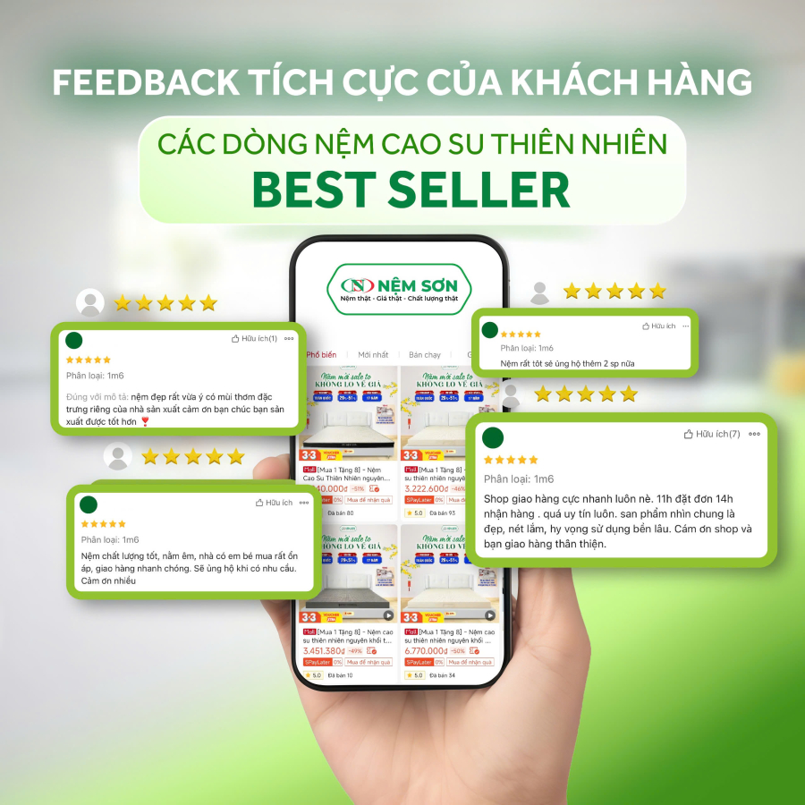 🌟 FEEDBACK TÍCH CỰC CỦA KHÁCH HÀNG VỀ DÒNG NỆM “BEST SELLER” TẠI NỆM SƠN 🌟