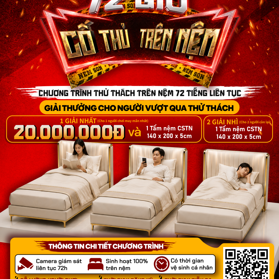 Thử Thách 72 Giờ Cố Thủ Trên Nệm: Rinh Ngay 20.000.000Đ – Bạn Có Đủ Bản Lĩnh Để Tham Gia?