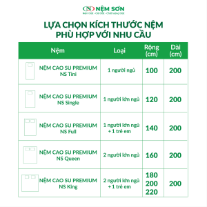 Nệm Cao Su Premium Nệm Sơn 15 cm - Lõi Foam Kết Hợp Cao Su Nguyên Khối Cao Cấp