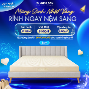 Nệm cao su thiên nhiên nguyên khối white - Dày 5cm - Đầy đủ kích thước