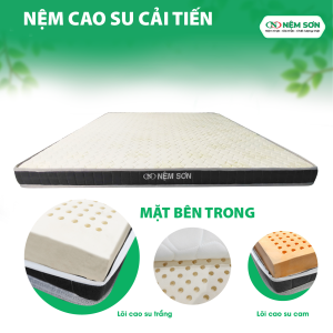 Nệm Cao Su Thiên Nhiên nguyên khối white 15cm - Nệm Sơn - Bản Cải Tiến Vải Gấm Cao Cấp