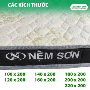 Nệm Cao Su Thiên Nhiên nguyên khối white 5cm - Nệm Sơn - Bản Cải Tiến Vải Gấm Cao Cấp